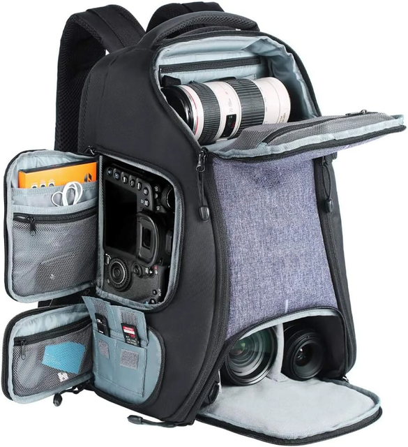 Large Capacity DSLR Lens Digital Gear Storage Backpack Portable Laptop Compartment Waterproof Video Polyester Outdoor