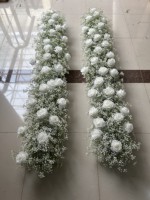 Y-I022 Accessoires de mariage, chemins de table en fleurs blanches, rangées de fleurs artificielles, chemin de table pour la décoration de mariage