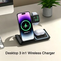 En stock, livraison rapide, support de charge sans fil pliable 3 en 1, chargeur magnétique pour téléphone et montre avec lumière nocturne, type C, bureau, 15W