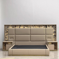 KMJ Modernes Luxus-Polsterbettgestell Queen-Size Italienisches Hauptschlafzimmer Doppelbett Lederbett Möbelset