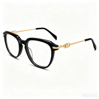 Lunettes rondes en acétate anti-lumière bleue avec branches décorées de métal, idéales pour le quotidien, les fêtes, les voyages et multiples occasions