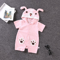Mono de algodón para bebé al por mayor, disfraz de animal con capucha, manga corta, botones frontales, para recién nacido, bebé, niño pequeño, unisex, OEM personalizado
