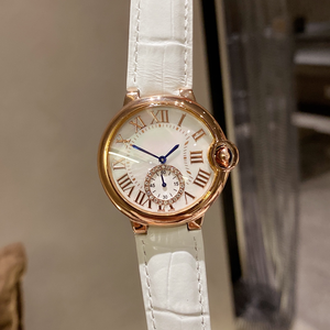 Reloj Elegante para Mujer con Caja de Oro Rosa, Esfera de Perlas, Subesfera de Diamantes, Correa de Cuero de Cocodrilo Rojo, Reloj de Pulsera de Lujo - Product Image 3