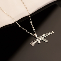 Collier pistolet mitraillette pendentif chaîne lien amant Kalachnikov pendentif cadeau pour lui fait à la main bijoux en gros