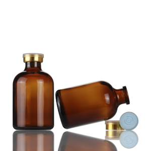 Flaconcino di vetro spesso ambrato di alta qualità da 50ml con tappo in gomma <span class=keywords><strong>per</strong></span> medicina - Product Image 3