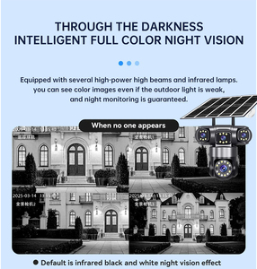 Rscamtom 실외용 4G 태양광 패널 카메라, 렌즈 4개/스크린 4개 PTZ 모션 감지 알람 24시간 온라인 AOV 솔라 카메라 - Product Image 4