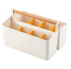 Large Portable Caddy Tote with Handle <b>Plastic</b> Craft Storage Organizer <b>Basket</b> with Adjustable Divided for Colored Pencils Makeup - Product Image 1