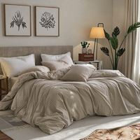 Parure de lit moderne en coton lavable à 100 %, aspect lin, 200 fils, housse de couette respirante, durable, douce, confortable, pour usage domestique, vente en gros