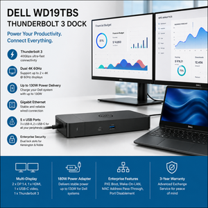 <span class=keywords><strong>Station</strong></span> d'accueil Thunderbolt 3 d'origine pour Dell WD19TBS avec adaptateur 130W/180W, <span class=keywords><strong>station</strong></span> d'accueil USB-C triple écran - Product Image 3