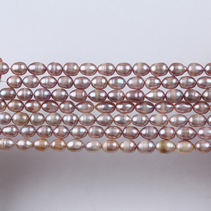 Perlas de Arroz Cultivadas Naturales de 7-8 mm, Perlas Sueltas de Agua Dulce Blancas, Rosas y Moradas en Venta - Product Image 5