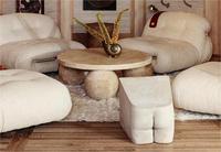 Table basse nordique personnalisée, ensemble de 3 boules, pierre beige, travertin poli, mobilier moderne pour salon, taille personnalisée