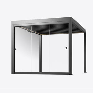 Pérgola Moderna <span class=keywords><strong>de</strong></span> Aluminio para Exteriores <span class=keywords><strong>con</strong></span> Puerta Corredera <span class=keywords><strong>de</strong></span> Vidrio sin Marco para Balcón o Terraza, Resistente a la Intemperie y <span class=keywords><strong>con</strong></span> Protección UV - Product Image 5