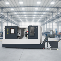 Tour CNC robuste à double broche à banc incliné avec guidage en boîte, 3 axes haute précision