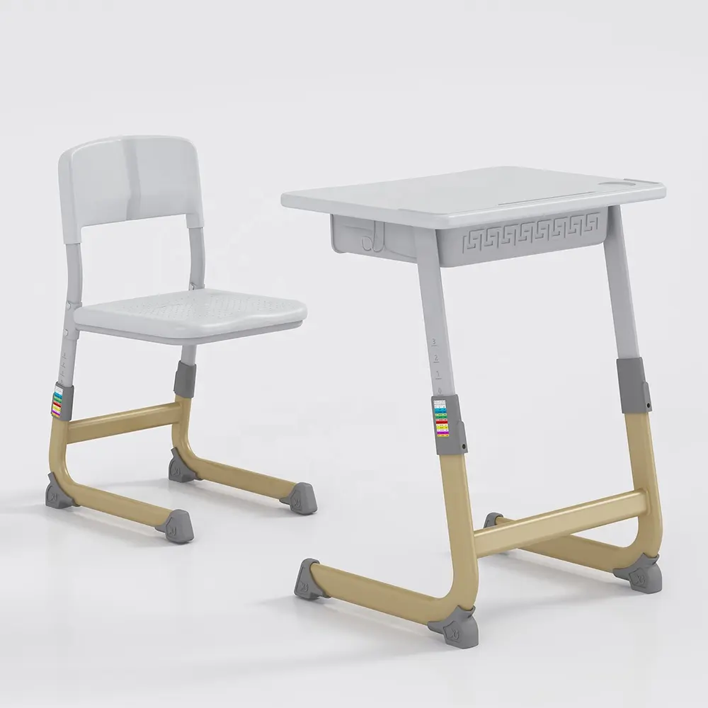 Single Classroom Chair Plastic Seat And Desk Middle School Furniture Durable Height Adjustable Student Table And Chairs