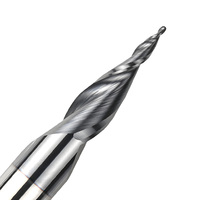 Fraise à bout sphérique conique en acier au tungstène à 2 flûtes, 55 HRC, fraises de routeur CNC pour l'aluminium