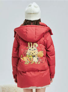 Nouvelle veste d'hiver <span class=keywords><strong>longue</strong></span> à <span class=keywords><strong>capuche</strong></span> rouge pour femme imperméable à sequins et plumes - Product Image 4