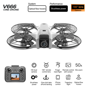 <span class=keywords><strong>V666</strong></span> Dual-Kamera Bürstenlose Bildschirmgesteuerte Drohne mit Optischem Fluss-Schwebeflug, Luftbildfotografie-Quadcopter, RC-Spielzeugdrohne FPV - Product Image 4