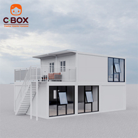 Cbox Villa Modulaire Détachable à Double Étage avec Mur Rideau en Verre et Garage Intégré