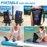 Planche à pagaie gonflable polyvalente tout-en-un: conception large avec accessoires pour la pêche au surf et plus encore