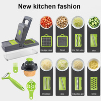 Mandoline de Cuisine Multifonctionnelle 15-en-1 à Vente Chaude, Coupe-Oignon Manuel, Hachoir à Légumes, Dégraisseur de Légumes