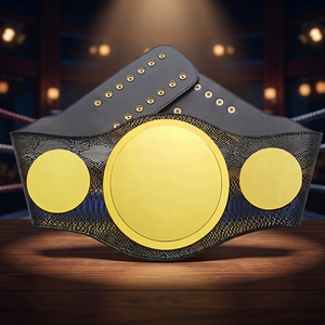 Cinturón de Campeonato de Boxeo Unisex de Cuero Personalizable con Medallones Chapados en Oro, Duradero para Entrenamiento de Taekwondo, Jiu-Jitsu y Karate - Product Image 1