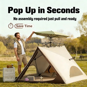 Portable Four-Season Single Full-Automatic Quick-Opening Straight Bracing <b>Tent</b> Fiberglass <b>Frame</b> UV Protection for Outdoor - Product Image 4