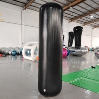Colonne verticale gonflable en PVC noir mat avec pompe pour affichage d'activités commerciales, ballon pilier gonflable hermétique