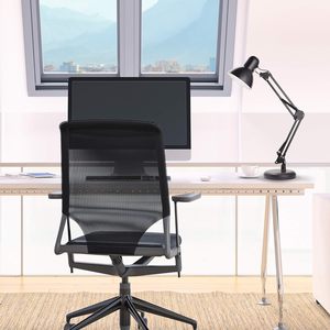 Lampe de table en métal noir avec base lestée et bras pivotant monté Éclairage de table de lecture idéal pour ampoule intérieure non incluse Bureau - Product Image 5
