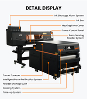 PO-TRY 60cm 2-Head DTF Printer dengan I3200A1 kondisi baru tinta pigmen garansi 1 tahun bubuk bergetar termasuk mesin