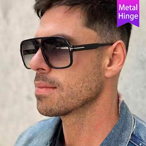 Gafas de Sol Cuadradas Extra Grandes con Doble Puente, Protección UV400, Montura Metálica, para Viajes, Fiestas y Uso Diario - Product Image 4