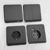 Interruptor de Pared Eléctrico Moderno Negro con Botón Grande, Enchufe Universal Europeo Alemán Británico de 250V 16A, USB-C 2026 86 PC Panel, para Hogar