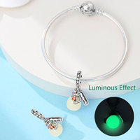 Bouteilles à vœux phosphorescentes en forme de crabe et d'écrevisse, perles breloques pour bijoux DIY, bracelets, accessoires, placage argent