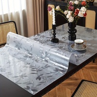 1 pièce de protection de table en plastique transparent épais, motif marguerite givrée, 1,5 mm