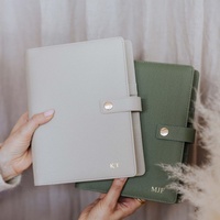 Couverture de classeur à 6 anneaux beige personnalisée, en cuir vintage, format A5, pour carnet à feuilles mobiles, avec motif en relief