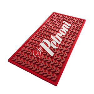 Tapete de Bar con Patrón Geométrico Rojo OEM ODM, Antideslizante, con Patrón en Relieve, Drenaje, Tapete Absorbente para Bar - Product Image 5