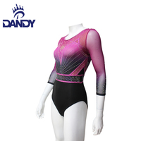 Justaucorps de danse et de gymnastique personnalisé pour femme, de qualité supérieure, confortable, à manches longues, avec strass AB