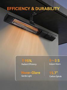 Calentador Eléctrico Infrarrojo para Patio de 3000W, Ventilación, Uso Doméstico en Exteriores, Montaje en Pared o Independiente, Control Remoto - Product Image 3