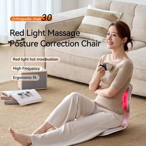 Cojín masajeador ergonómico con terapia de luz roja y calor para corrección de postura, silla con soporte lumbar y masaje vibratorio. - Product Image 5