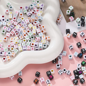 Perles carrées en acrylique 5x5mm, 100 pièces, pour la fabrication de bijoux, accessoires de bricolage, perles en vrac - Product Image 4