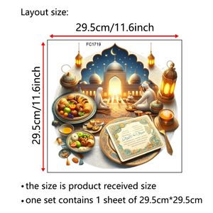 Autocollant de fenêtre Ramadan Mubarak avec magnifique art de mosquée, idéal pour les rassemblements familiaux et l'iftar, réutilisable et sans adhésif, parfait pour décorer - Product Image 5