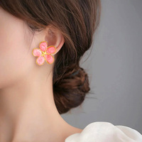 Anting Liontin Bunga Stainless Steel Manis dan Berwarna-warni, Anting Enamel Multiwarna untuk Wanita, Cocok untuk Dipakai Sehari-hari