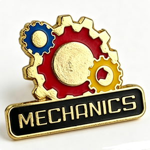 Mechanics Gear Shape Hard Enamel Lapel Pin Gold Plated Engineering <b>Machinery</b> Industry Worker Commemorative Custom Metal <b>Badge</b> - Product Image 3