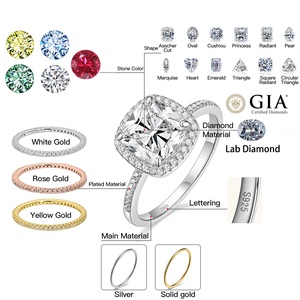IGI chứng nhận phòng thí nghiệm phát triển kim cương Solitaire Nhẫn phụ nữ tùy chỉnh rạng rỡ hình bầu dục vvs phòng thí nghiệm tạo ra Kim Cương Pave engagement Ring trang sức - Product Image 4