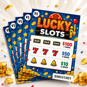 Fancy <b>Paper</b> Custom Size Slot Machine Theme Die cutting Shape Three Windows Secure Data Print Tear Off Tickets Pull Tab Card - Product Image 3