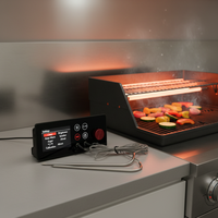 Contrôleur de barbecue électrique numérique avec deux sondes de température pour aliments, écran LCD et connectivité via application