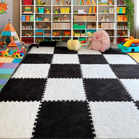 Großflächiger Gestreifter Plüsch-Schaumstoff Patchwork-Bodenteppich Maschinell Gefertigter Bettvorleger für Schlafzimmer Abwaschbar