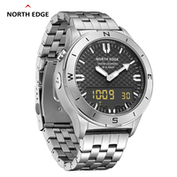 Montre numérique sportive NORTH EDGE pour homme, en acier inoxydable, étanche 50M, avec altimètre, baromètre et boussole, montre de style professionnel