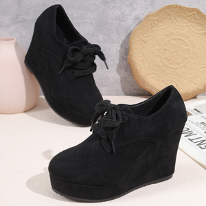 Nuovi tacchi alti <span class=keywords><strong>con</strong></span> <span class=keywords><strong>zeppa</strong></span> <span class=keywords><strong>con</strong></span> lacci per scarpe da donna che aumentano l'altezza e versatili - Product Image 2