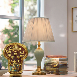 Bán buôn Châu Âu cổ điển phong cách gốm Đèn bàn LED bảng đèn với vải bóng râm cho văn phòng trang trí nhà khách - Product Image 6