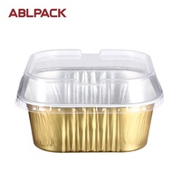 Vente en gros Plateau de cuisson carré en aluminium de 300ml/10oz Boîtes à dessert Boîtes à gâteaux tasses à gâteaux avec couvercles en plastique